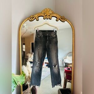 Mother insider crop step chew gray scene of the crime distressed jeans size 25